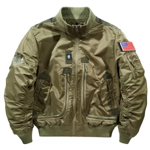 Ma-1 Bomber Jacket Men's Tactical Work Big Pocket Baseball Suit Coat Autumn Vintage Vertical Collar Windproof Motorcycle Jacket