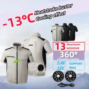 Summer Cool Vest Wearable Cooling Fan Vest Air-conditioned Clothes Usb Cooling 13 Hours For Outdoor Work Fishing Short Sleeve