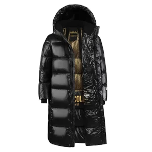 Light Luxury Long Bright Down Jacket Men's Winter K-Pop Large Size 3xl Warm Puffer Coat 2024 Women Black White Duck Down Parka